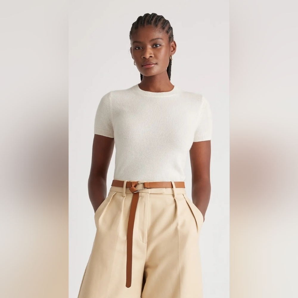 Quince Mongolian Cashmere Tee Medium Ivory